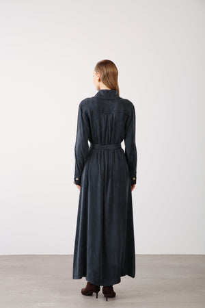 Chain Detail Long Dress - Black - QLISHE