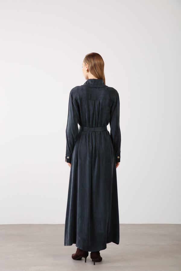 Chain Detail Long Dress - Black - QLISHE