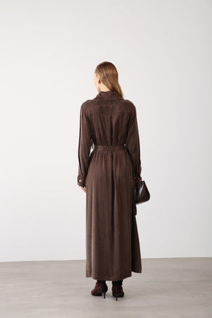 Chain Detail Long Dress - Brown - QLISHE