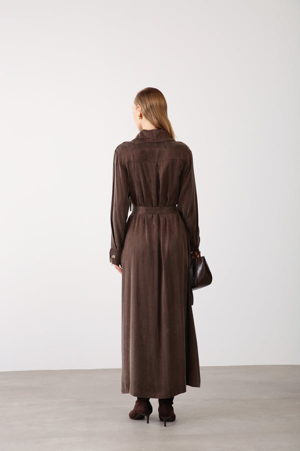 Chain Detail Long Dress - Brown - QLISHE