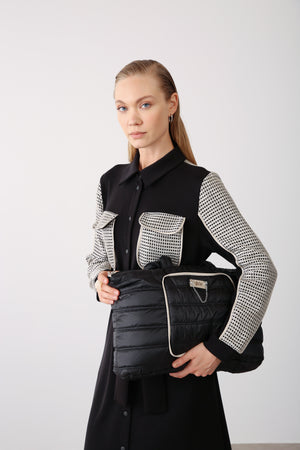 Chain Detail Quilted Tote Bag – Black - QLISHE