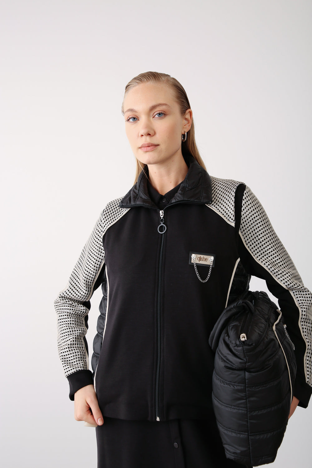 Chain Detail Quilted Tote Bag – Black - QLISHE