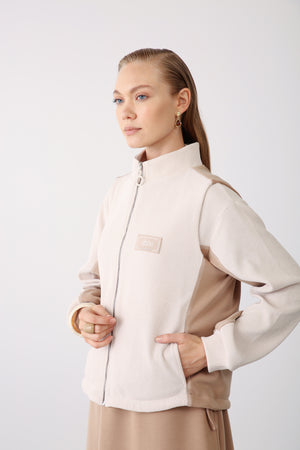 Contrast Belted Dress, Vest & Shoulder Bag Set – Camel - QLISHE