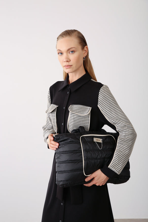 Dress with Vest and Tote Bag Set – Black - QLISHE