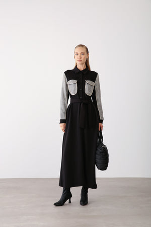 Dress with Vest and Tote Bag Set – Black - QLISHE