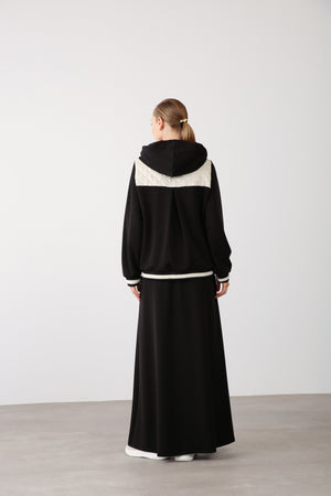 Elastic Waist Comfort Skirt - Black - QLISHE