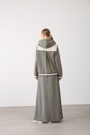 Elastic Waist Comfort Skirt - Khaki - QLISHE