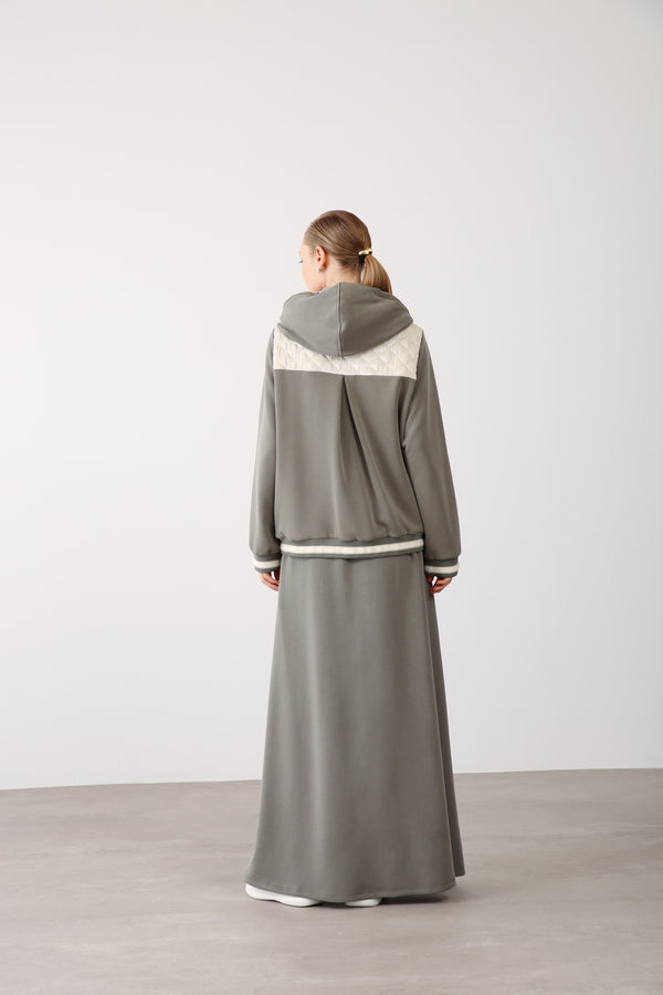 Elastic Waist Comfort Skirt - Khaki - QLISHE