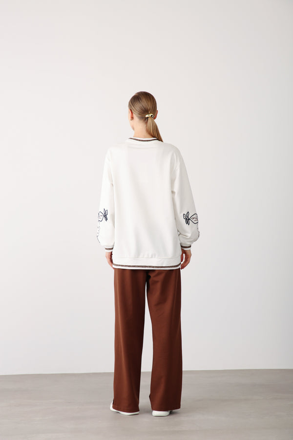 Elastic Waist Wide Leg Pants - Brown - QLISHE