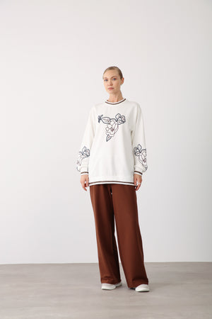 Elastic Waist Wide Leg Pants - Brown - QLISHE