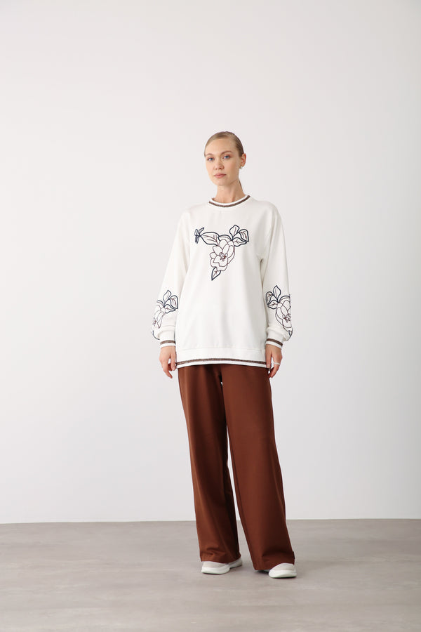 Elastic Waist Wide Leg Pants - Brown - QLISHE