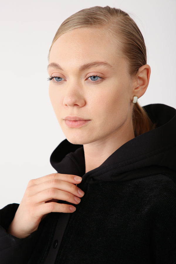 Embroidered Pocket Hooded Jacket – Black - QLISHE