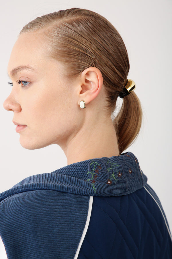 High Neck Contrast Detail Vest – Indigo - QLISHE