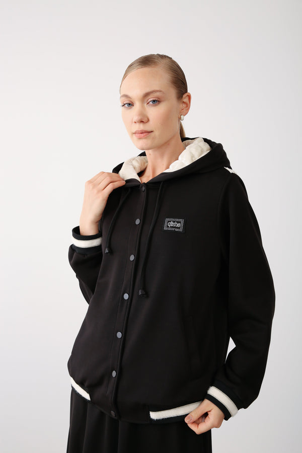 Hooded Jacket with Skirt Set – Black - QLISHE