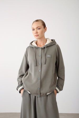 Hooded Jacket with Skirt Set – Khaki - QLISHE