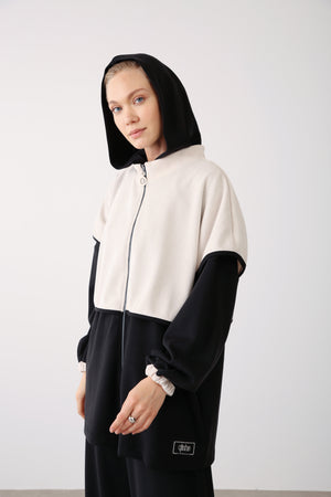 Hooded Jacket with Wide - Leg Pants Set – Black - QLISHE