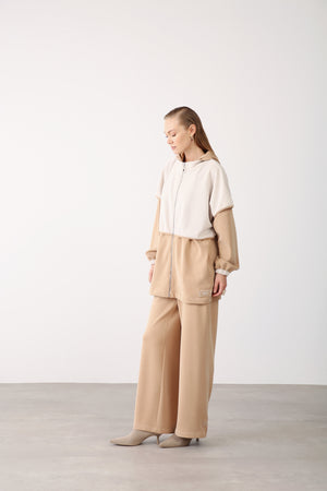 Hooded Jacket with Wide - Leg Pants Set – Camel - QLISHE