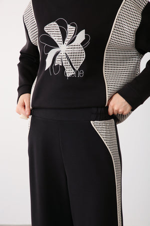 Mesh Side Detailed Pants - Black - QLISHE