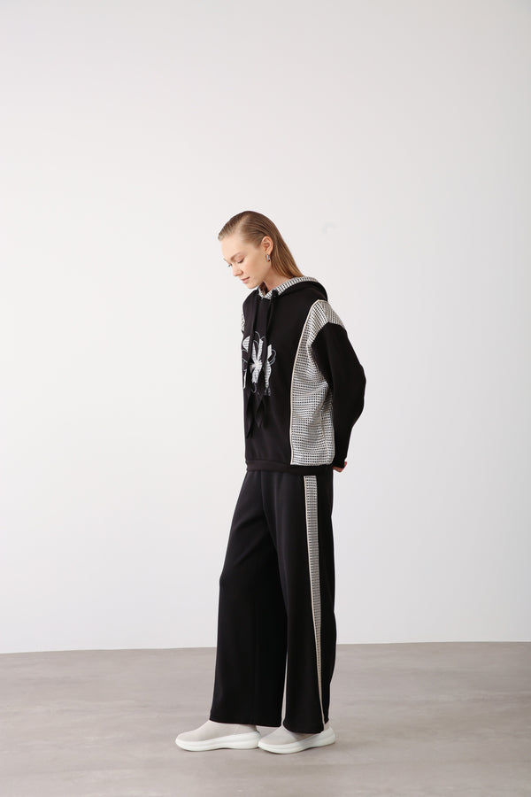 Mesh Side Detailed Pants - Black - QLISHE