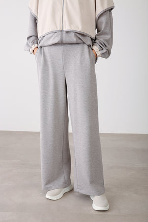 Minimal Comfort Wide - Leg Pants - Grey Melange - QLISHE