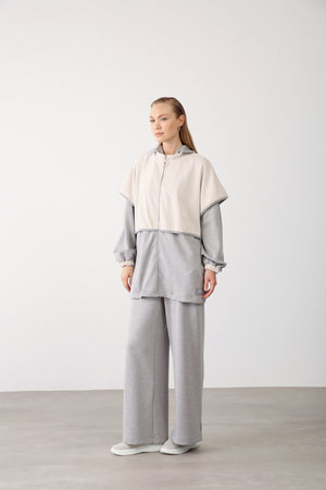Minimal Comfort Wide - Leg Pants - Grey Melange - QLISHE