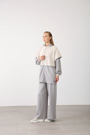 Minimal Comfort Wide - Leg Pants - Grey Melange - QLISHE