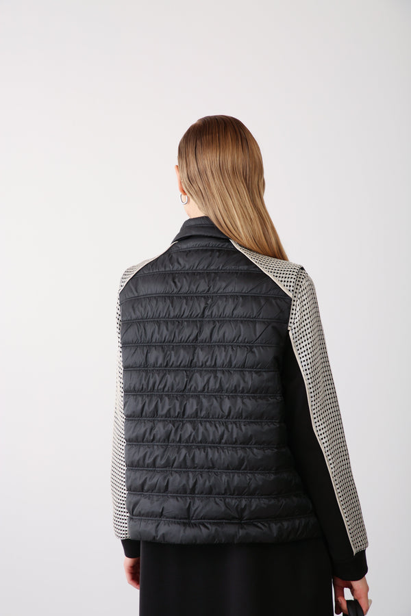 Quilted Panel Chain Detailed Vest - Black - QLISHE