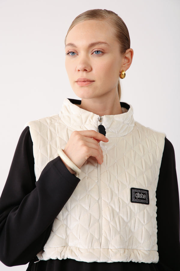 Quilted Vest Detail Dress – Black - QLISHE