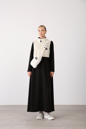 Quilted Vest Detail Dress – Black - QLISHE