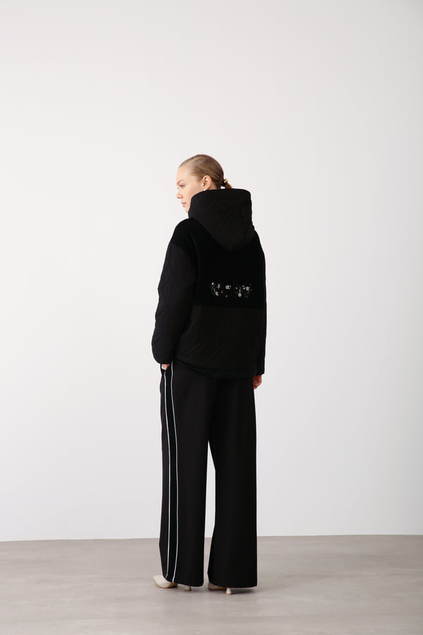 Wide - Leg Elastic Waist Pants - Black - QLISHE