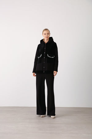 Wide - Leg Elastic Waist Pants - Black - QLISHE