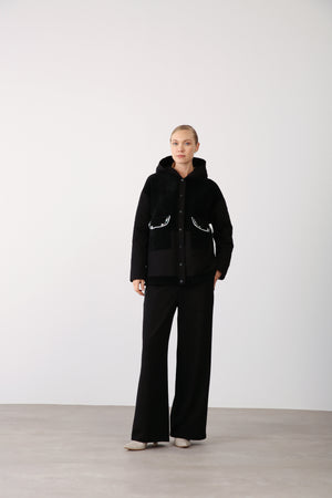 Wide - Leg Elastic Waist Pants - Black - QLISHE