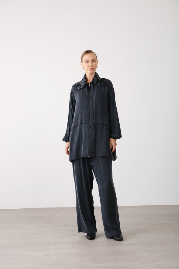 Wide Leg Pants - Black - QLISHE