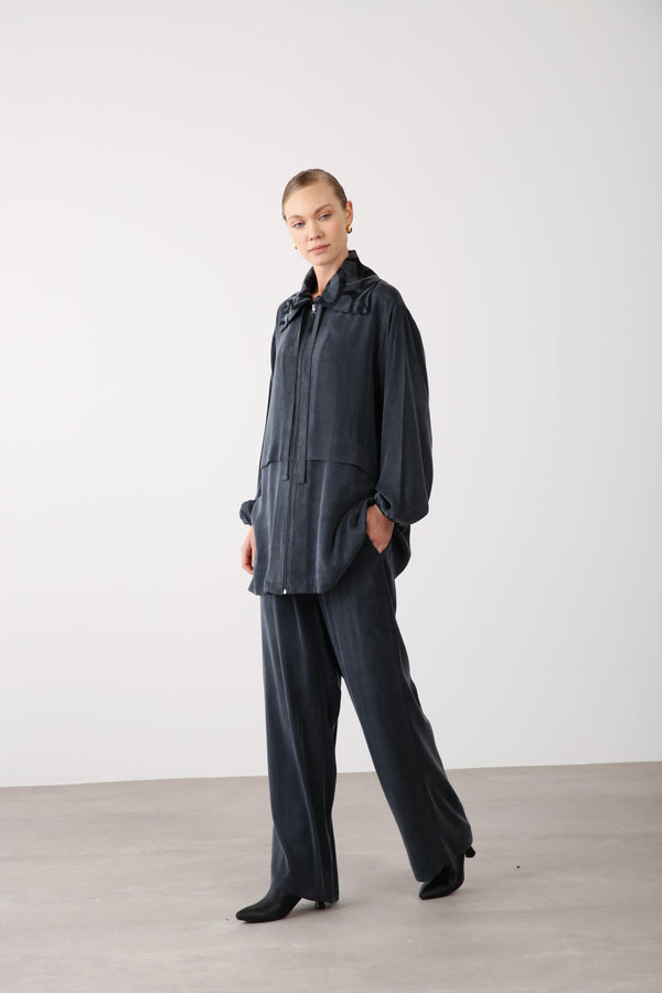 Wide Leg Pants - Black - QLISHE