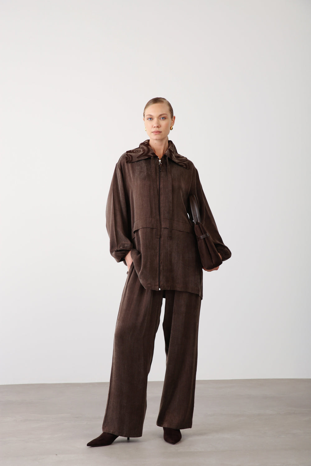 Wide Leg Pants - Brown - QLISHE