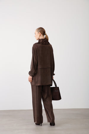 Wide Leg Pants - Brown - QLISHE