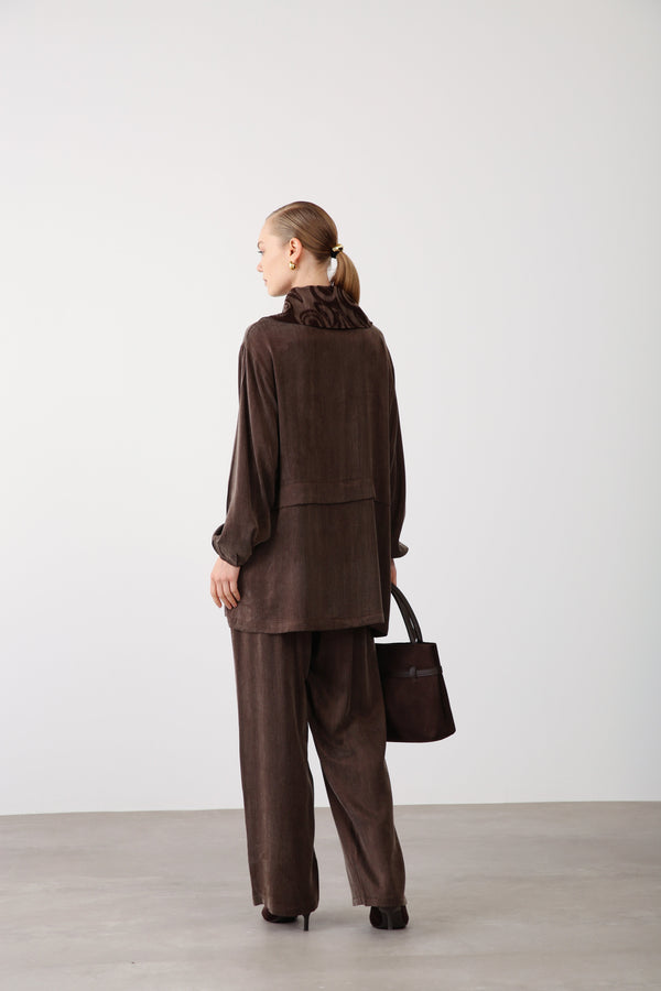 Wide Leg Pants - Brown - QLISHE