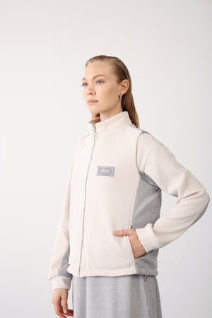 Zip - Up High Collar Vest - Grey Melange - QLISHE