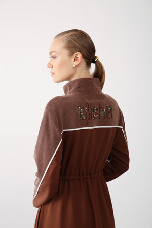 Zipper Detailed Maxi Dress - Taba - QLISHE